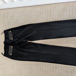 Gucci Black Dress Pants with Gold Accents and Leather Belt Hoops